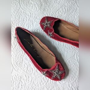 Lola Cruz Red Velvet Flats